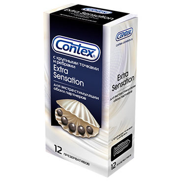 Contex Extra Sensation, 12 шт, Презервативы с крупными точками и кольцами
