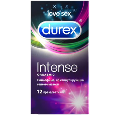 Durex Intense Orgasmic, 12 шт, Презервативы рельефные, со стимулирующим гелем-смазкой