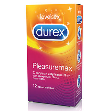 Durex Pleasuremax, 12 шт, Презервативы с кольцами и пупырышками