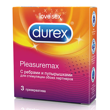 Durex Pleasuremax, 3 шт, Презервативы с кольцами и пупырышками