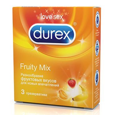 Durex Fruity Mix, 3 шт, Презервативы разноцветные