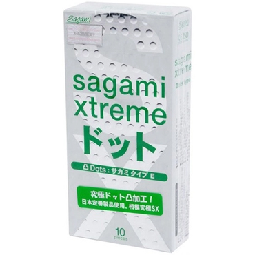 Sagami Xtreme Type E, 10 шт., Анатомические презервативы с точками