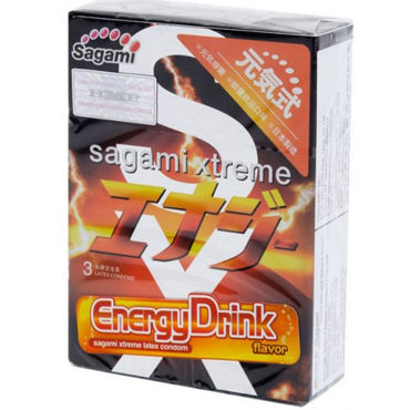 Sagami Xtreme Energy, 3 шт, Презервативы латексные с ароматом red bull