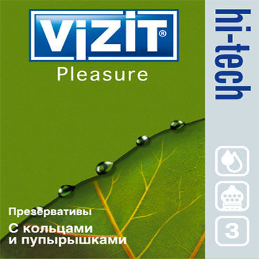 Vizit Hi-Tech Pleasure, Презервативы анатомической формы с кольцами и пупырышками