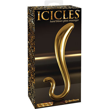 Pipedream Icicles Gold Edition G02 - Стеклянный фаллоимитатор для точки G - купить в секс шопе