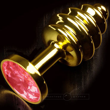 Пикантные штучки Маленькая витая пробка, золотистая, С рубиновым кристаллом