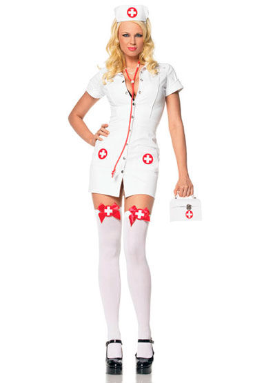 Leg Avenue Медсестра, белый, С чепчиком и стетоскопом