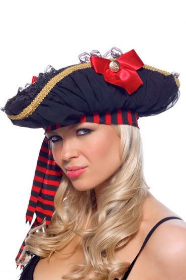 Leg Avenue пиратская шляпа, С кружевом и атласным бантом