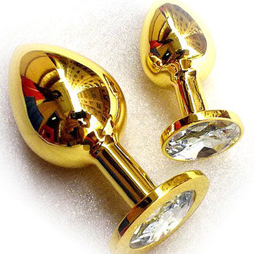 Butt Plug Gold Small, бриллиант, Малая анальная пробка, украшена кристаллом