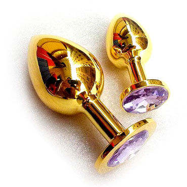 Butt Plug Gold Large, светло-фиолетовый, Большая анальная пробка, украшена кристаллом