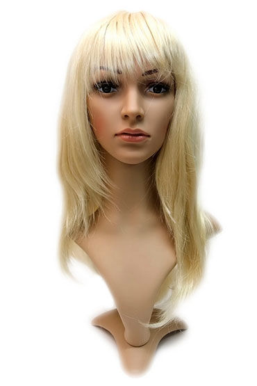 Courtney Wig, стандартный блонд, Прямые длинные волосы с челкой