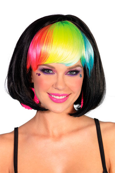 Leg Avenue парик в стиле диско, Каре с разноцветной челкой