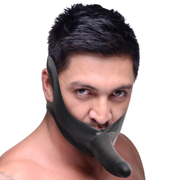 XR Brands Master Series Face Fuk Strap On Mouth Gag, черный, Страпон-кляп на голову