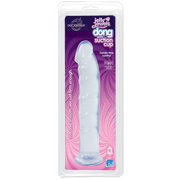 Doc Johnson Jelly Jewels Dong With Suction Cup, прозрачный - Реалистичный фаллоимитатор - купить в секс шопе