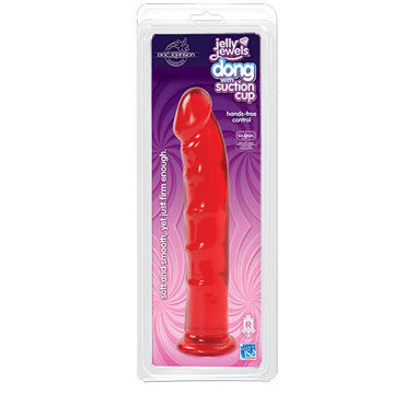 Doc Johnson Jelly Jewels Dong With Suction Cup, красный - Реалистичный фаллоимитатор - купить в секс шопе