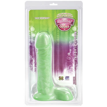 Doc Johnson Radiant Gems Ballsy Cock, зеленый - Реалистичный фаллоимитатор - купить в секс шопе