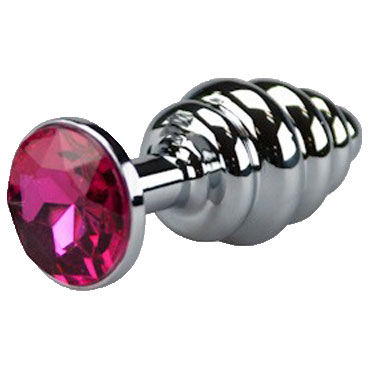 LoveToys Butt Plug Silver, розовый, Большая анальная пробка, украшена кристаллом