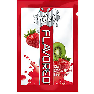 Wet Flavored Kiwi Strawberry, 3 мл, Лубрикант с ароматом клубники и киви