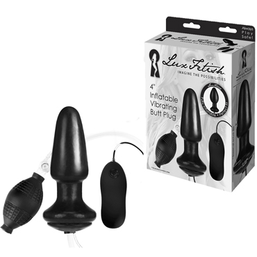 Lux Fetish 4" Inflatable Vibrating Butt Plug, черная, Надувная вибрирующая анальная пробка