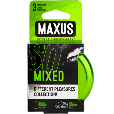 Maxus Mixed, 3 шт, Набор презервативов в железном кейсе