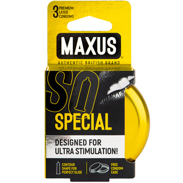 Maxus Special, 3 шт, Презервативы в железном кейсе точечно-ребристые