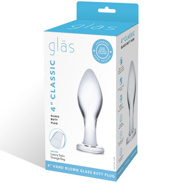 Glas 4" Classic Glass Butt Plug, прозрачная - Классическая анальная пробка из стекла - купить в секс шопе