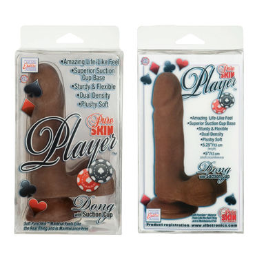 California Exotic Pure Skin Player Dongs, шоколадный - Реалистичный фаллоимитатор на присоске - купить в секс шопе