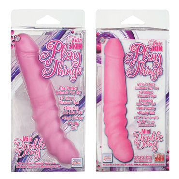 California Exotic Pure Skin Mini Double Dongs, розовый - Двухсторонний фаллоимитатор небольшого размера - купить в секс шопе