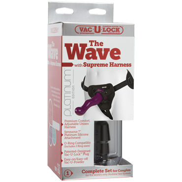 Doc Johnson The Wave with Supreme Harness, фиолетовый - Страпон с поясом - купить в секс шопе