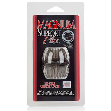 California Exotic Magnum Support Plus Single Girth Cages, серое - Широкое эрекционное кольцо - купить в секс шопе