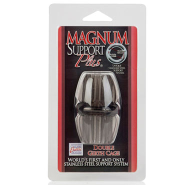 California Exotic Magnum Support Plus Double Girth Cages, серое - Широкое эрекционное кольцо - купить в секс шопе