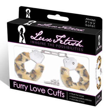 Lux Fetish Cuffs, леопардовый, Наручники с мехом