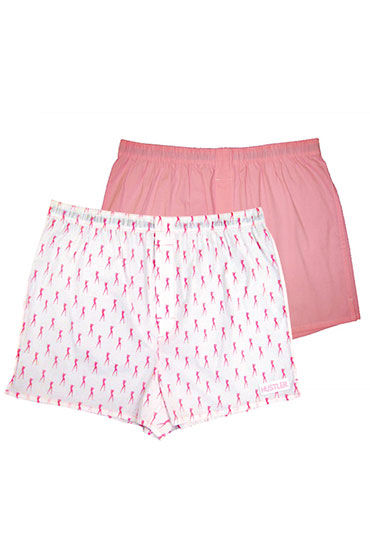 Hustler шорты, розово-белые, Две пары: однотонные и с принтом