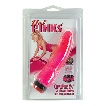 California Exotic Hot Pinks, 15 см - Розовый вибратор с блестками - купить в секс шопе