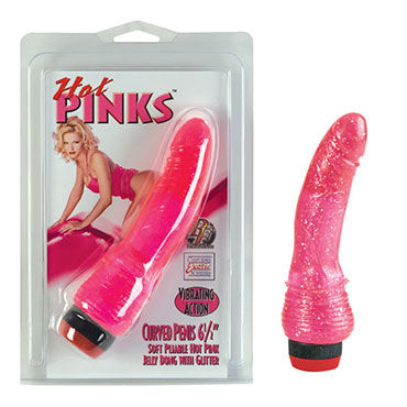 California Exotic Hot Pinks, 15 см, Розовый вибратор с блестками