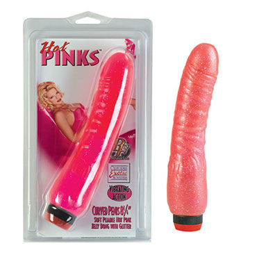 California Exotic Curved Hot Pinks, Розовый вибратор с блестками