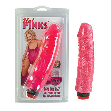 California Exotic Hot Pinks, 20 см, Розовый вибратор с блестками