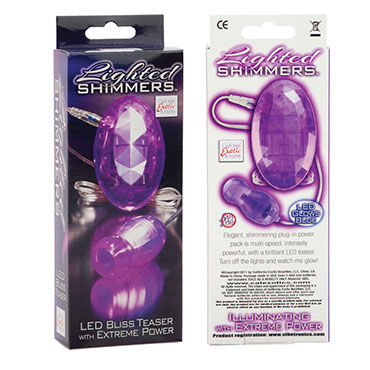 California Exotic Lighted Shimmers Bliss Teasers, фиолетовый - Светящаяся аметистовая капля с вибрацией - купить в секс шопе
