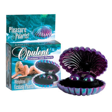 California Exotic Opulent Lacquer Cote Pearls, фиолетовые, Вагинальные шарики в коробочке-ракушке