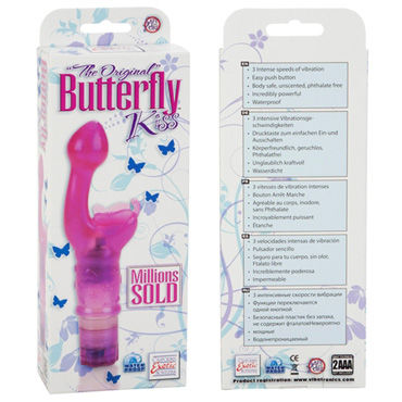 California Exotic Butterfly Kiss - Вибромассажер с вагинальным и клиторальным стимуляторами - купить в секс шопе
