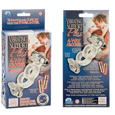 California Exotic Vibrating Support Plus 4-Way Arouser - Эрекционное кольцо с виброэлементом - купить в секс шопе
