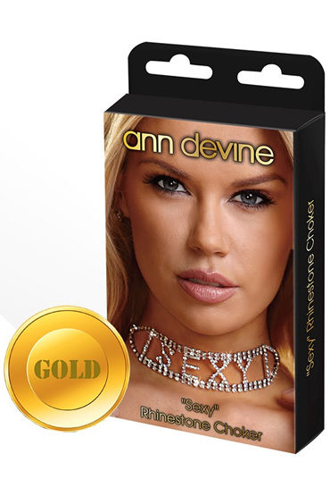 Ann Devine Sexy Phinestone Choker, золотой, Ошейник с игривой надписью