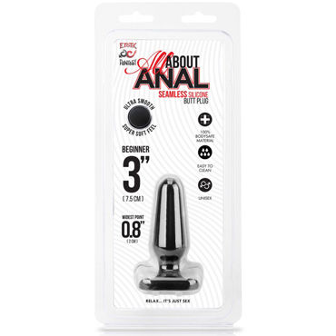 Erotic Fantasy All About Anal Butt Plug, черный, 6,5 см - Анальный плаг из ультра бархатистого силикона - купить в секс шопе