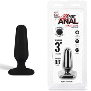 Erotic Fantasy All About Anal Butt Plug, черный, 6,5 см, Анальный плаг из ультра бархатистого силикона