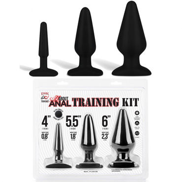 Erotic Fantasy All About Anal Training Kit, черный, Набор анальных плагов из ультра бархатистого силикона
