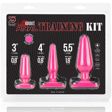 Erotic Fantasy All About Anal Training Kit, розовый - Набор анальных плагов из ультра бархатистого силикона - купить в секс шопе
