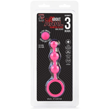 Erotic Fantasy All About Anal Beginner 3 Beads, розовая - Гибкая анальная цепочка из 3 шариков - купить в секс шопе