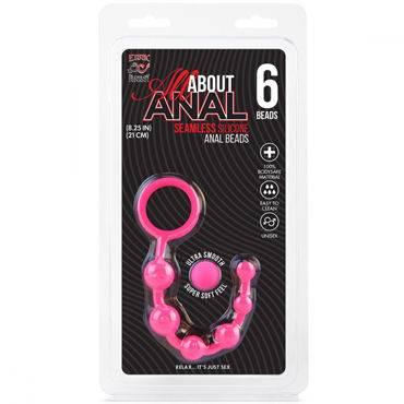 Erotic Fantasy All About Anal 6 Beads, розовая - Гибкая анальная цепочка из 6 шариков - купить в секс шопе