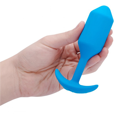 b-Vibe Vibrating Snug Plug 3, голубая - Пробка для ношения с вибрацией - купить в секс шопе