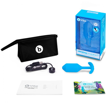 b-Vibe Vibrating Snug Plug 3, голубая, Пробка для ношения с вибрацией и другие товары B-Vibe с фото